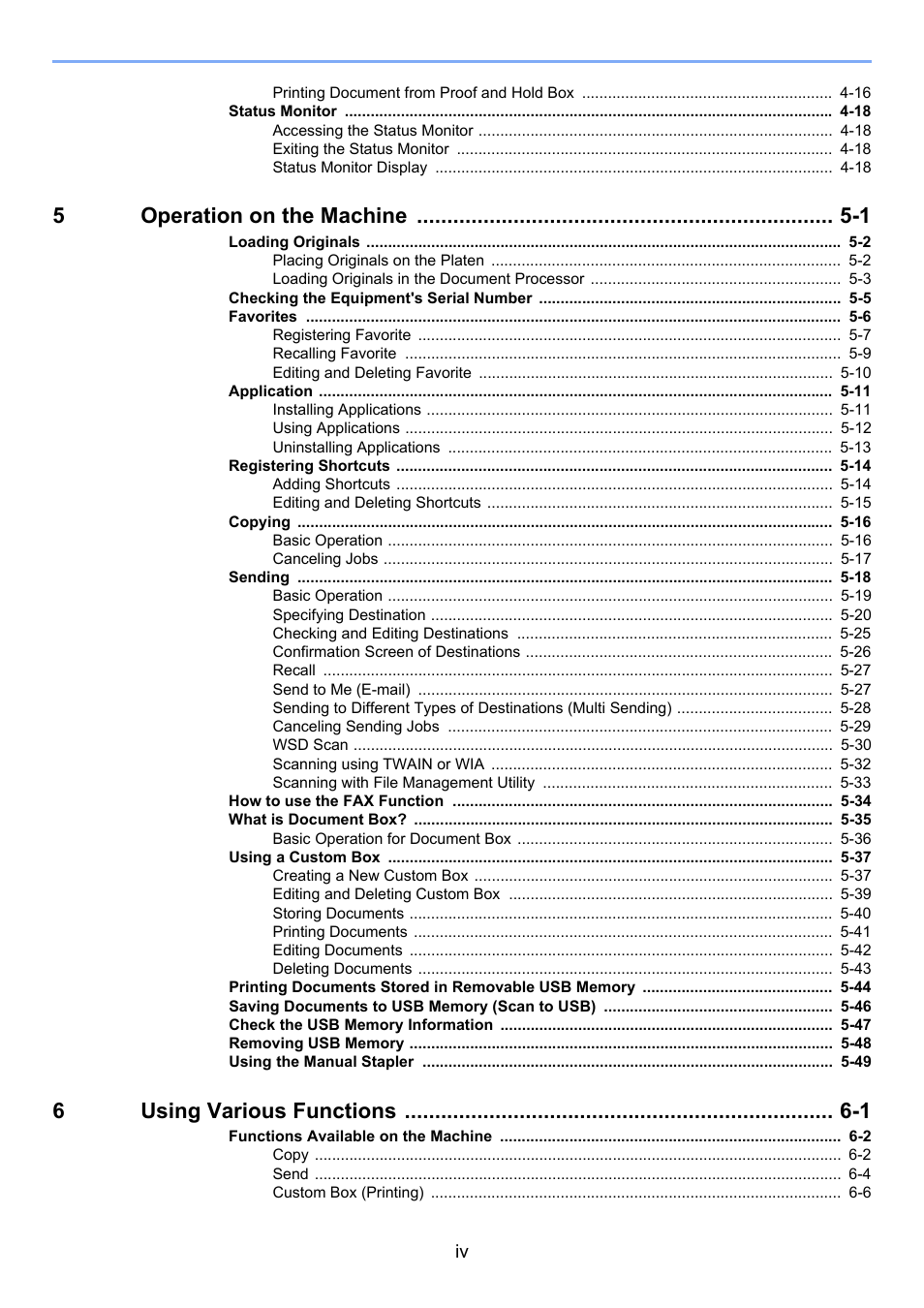5operation on the machine -1, 6using various functions -1 | TA Triumph-Adler P-C3560i MFP User Manual | Page 5 / 432