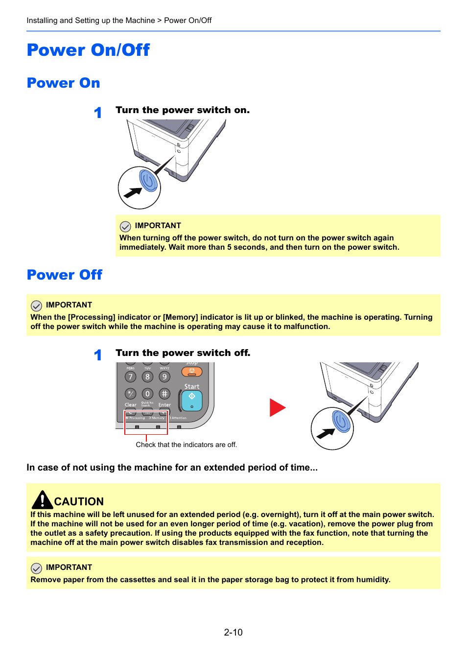 Power on/off, Power on, Power off | Power on/off -10, Power on -10 power off -10 | TA Triumph-Adler P-C3560i MFP User Manual | Page 57 / 432