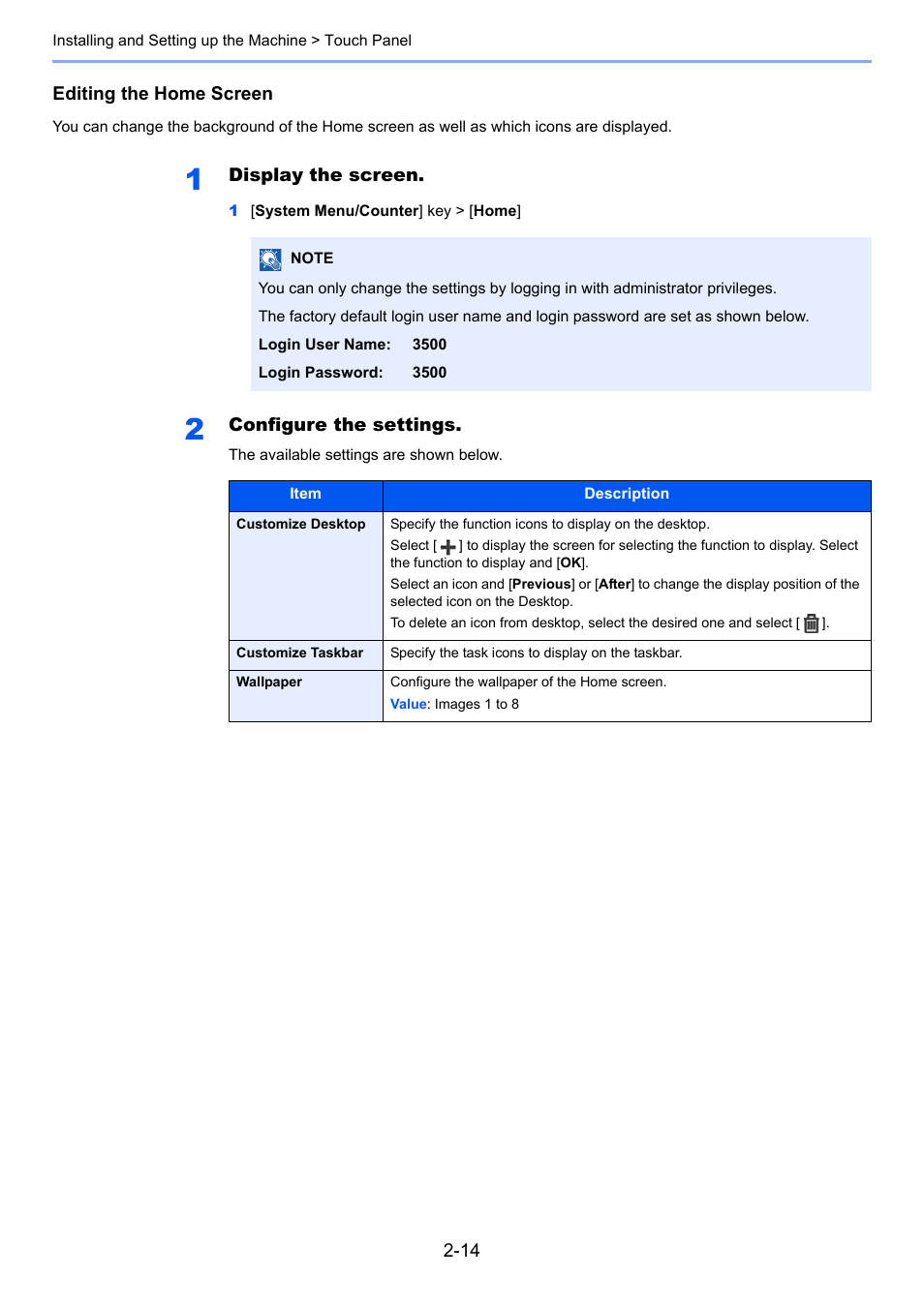 Customize desktop | TA Triumph-Adler P-C3560i MFP User Manual | Page 61 / 432