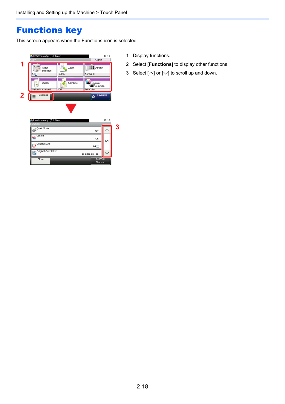 Functions key, Functions key -18 | TA Triumph-Adler P-C3560i MFP User Manual | Page 65 / 432