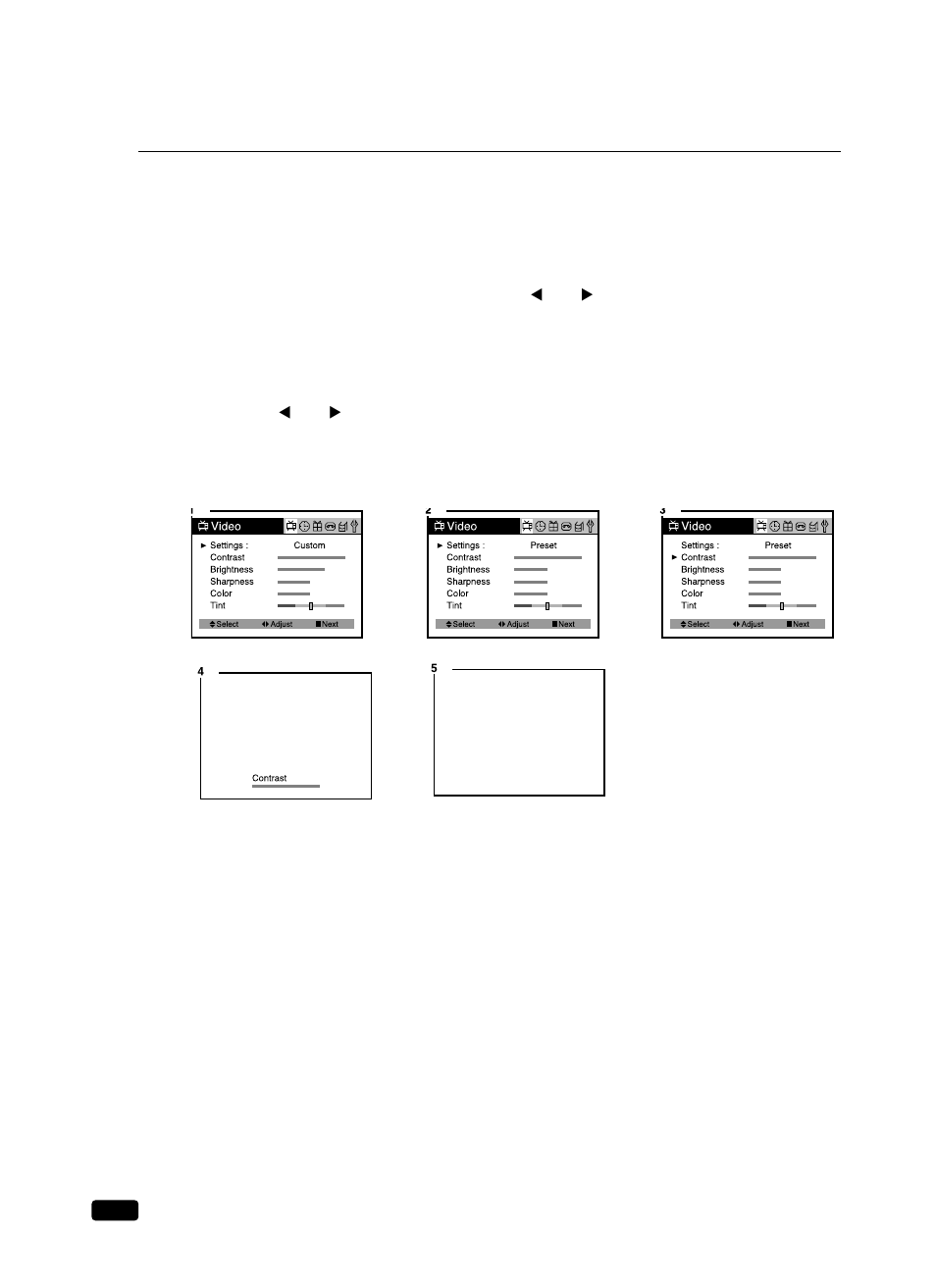 Adjusting video settings | Daewoo DVQ 14H1FC User Manual | Page 21 / 50