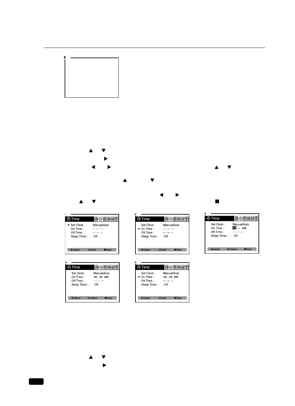 Setting the on time, Setting the off time | Daewoo DVQ 14H1FC User Manual | Page 31 / 50