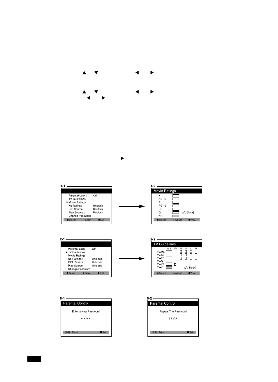 Description of parental control settings | Daewoo DVQ 14H1FC User Manual | Page 37 / 50