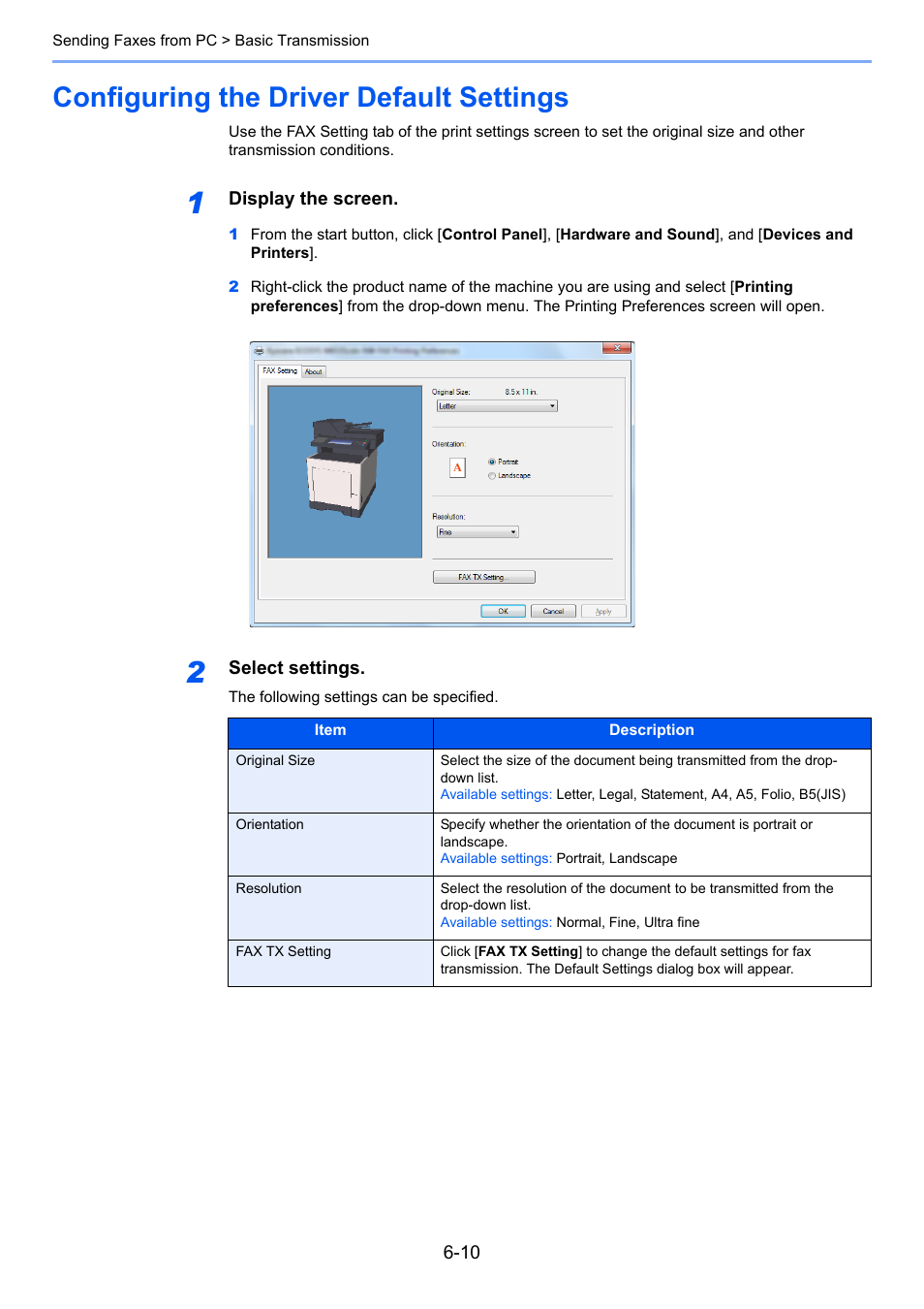 Configuring the driver default settings, Configuring the driver default settings -10 | TA Triumph-Adler P-C3565i MFP User Manual | Page 108 / 184