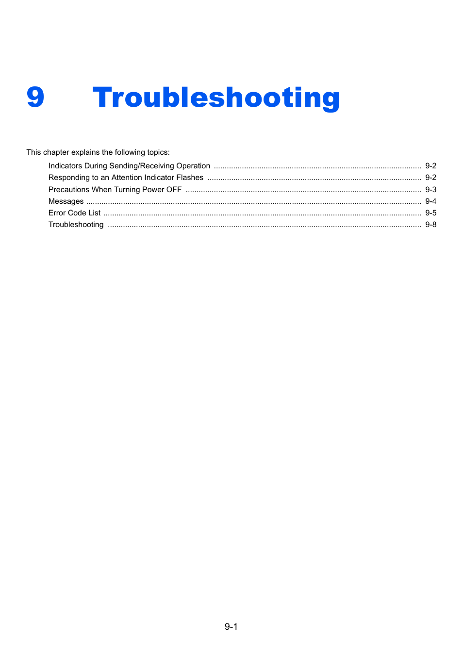 9 troubleshooting, Troubleshooting -1, Troubleshooting | 9troubleshooting | TA Triumph-Adler P-C3565i MFP User Manual | Page 157 / 184