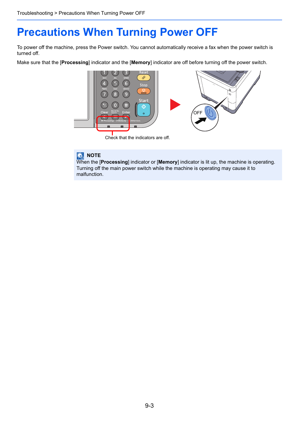 Precautions when turning power off, Precautions when turning power off -3 | TA Triumph-Adler P-C3565i MFP User Manual | Page 159 / 184