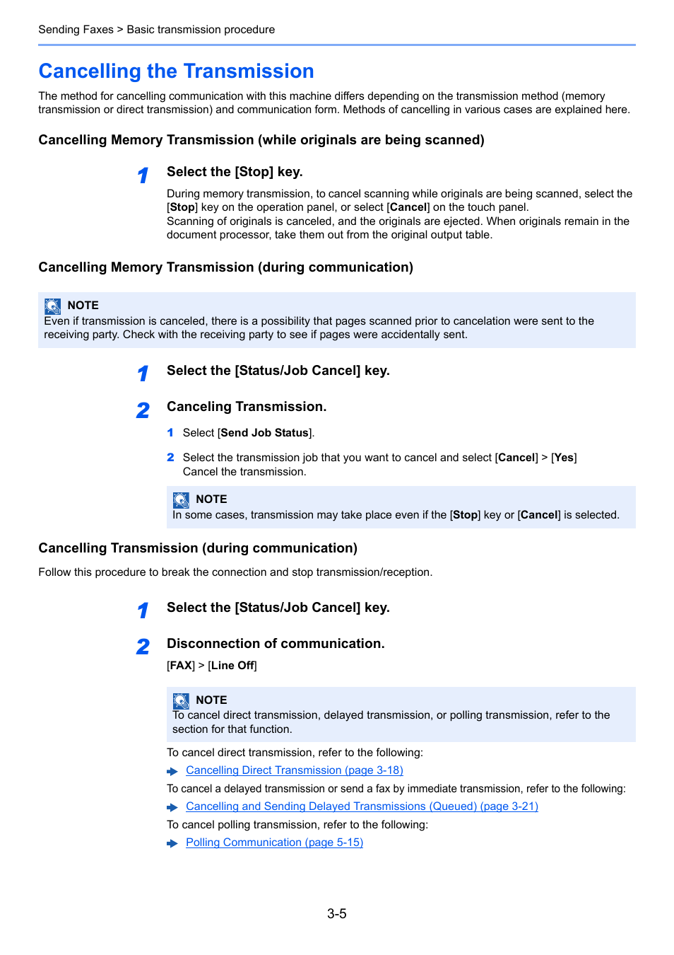 Cancelling the transmission, Cancelling the transmission -5 | TA Triumph-Adler P-C3565i MFP User Manual | Page 36 / 184