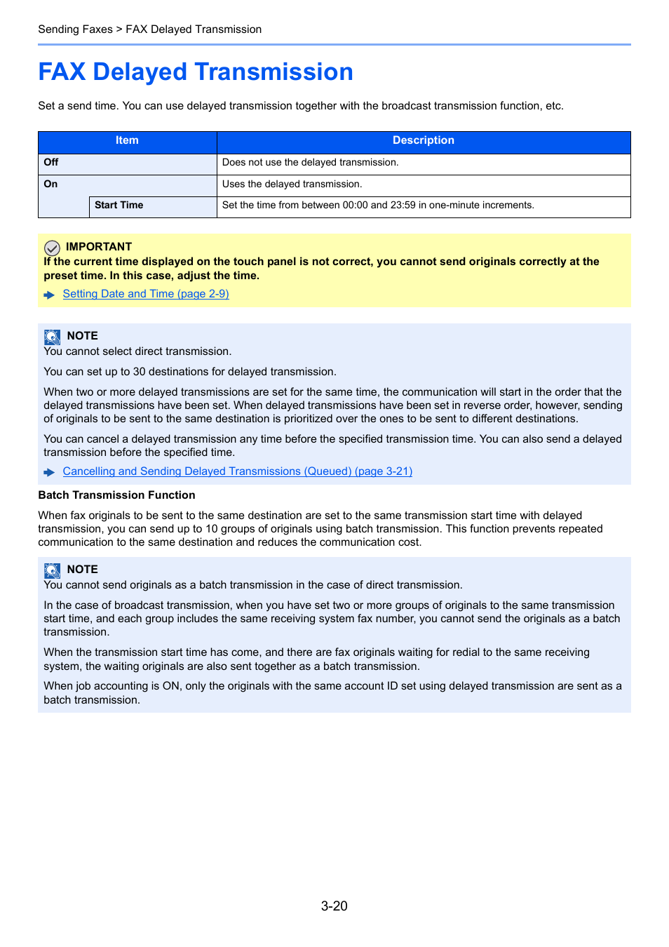 Fax delayed transmission, Fax delayed transmission -20 | TA Triumph-Adler P-C3565i MFP User Manual | Page 51 / 184