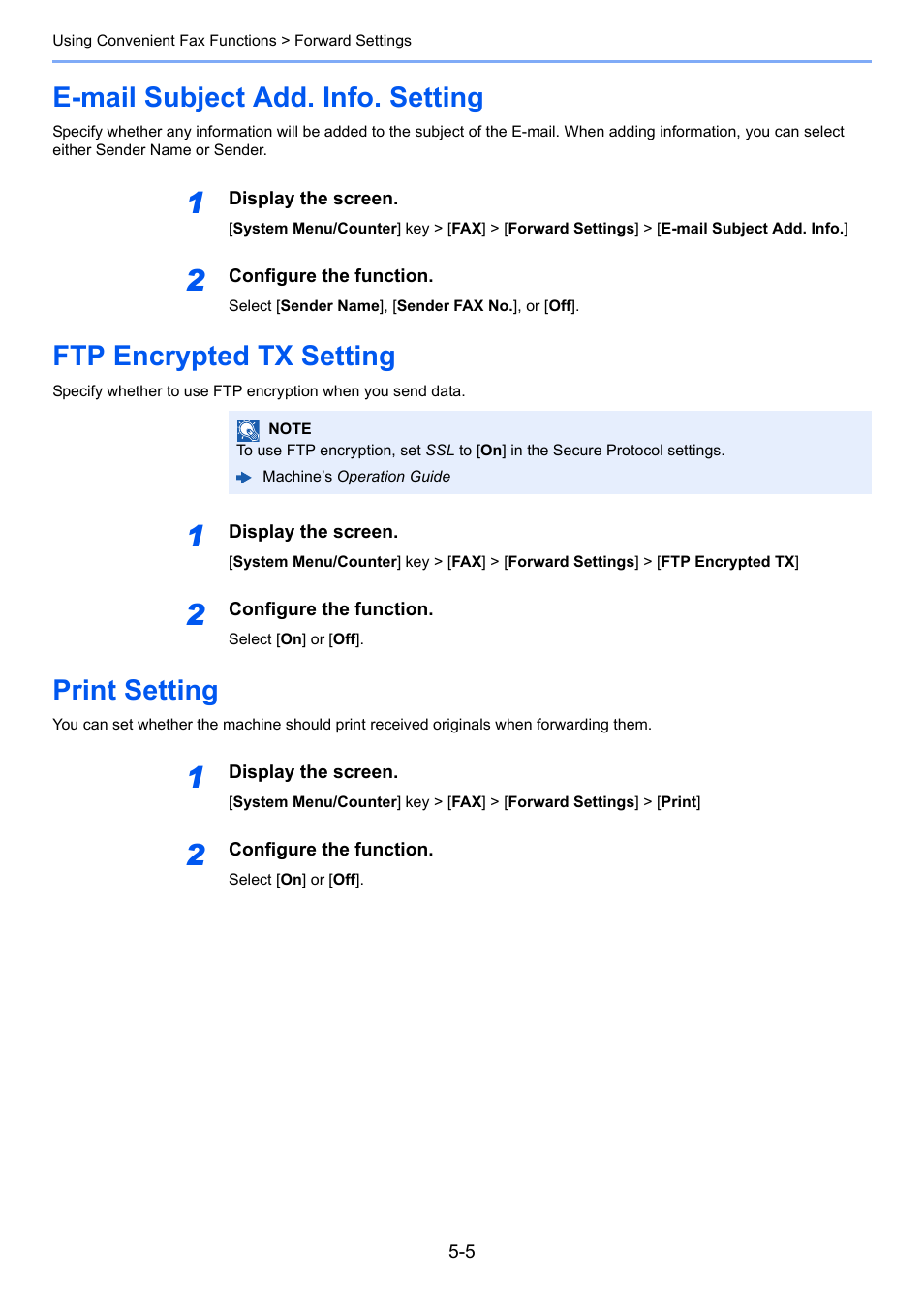 E-mail subject add. info. setting, Ftp encrypted tx setting, Print setting | TA Triumph-Adler P-C3565i MFP User Manual | Page 69 / 184