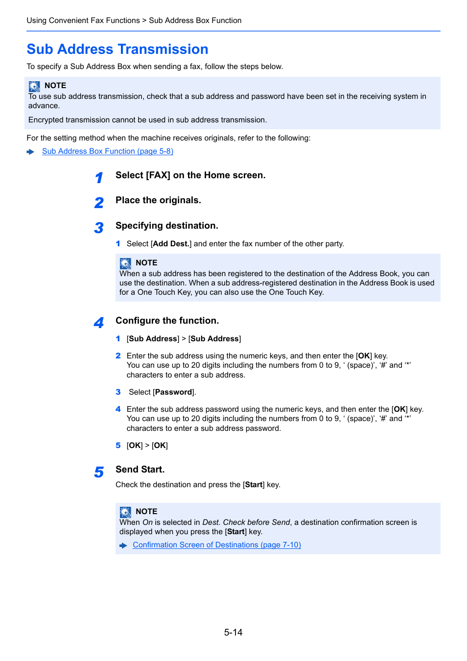 Sub address transmission, Sub address transmission -14 | TA Triumph-Adler P-C3565i MFP User Manual | Page 78 / 184