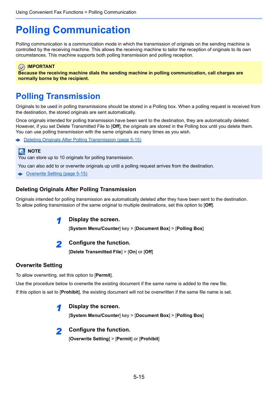 Polling communication, Polling transmission, Polling communication -15 | Polling transmission -15 | TA Triumph-Adler P-C3565i MFP User Manual | Page 79 / 184