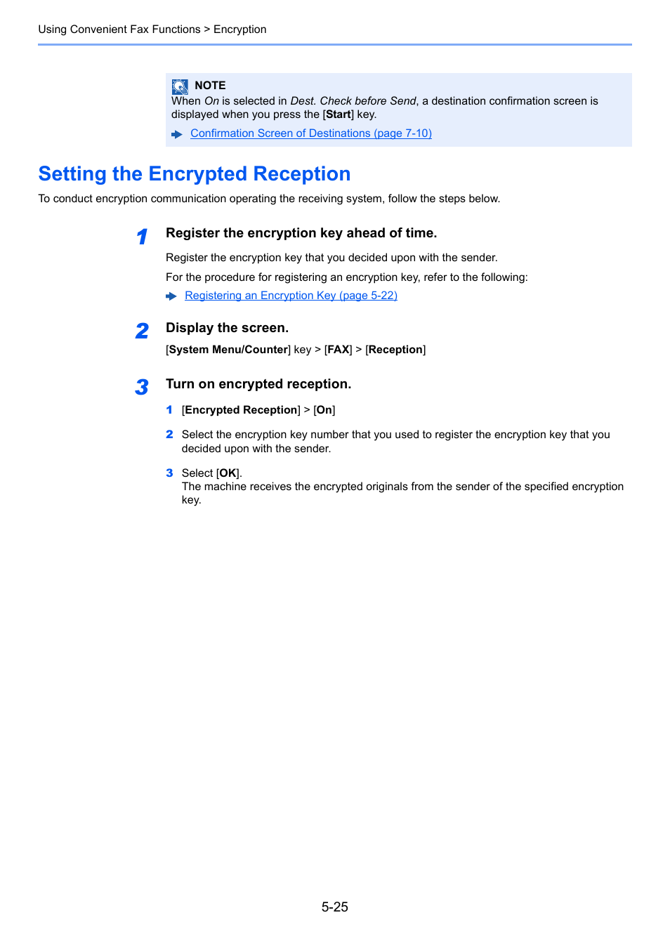 Setting the encrypted reception, Setting the encrypted reception -25 | TA Triumph-Adler P-C3565i MFP User Manual | Page 89 / 184