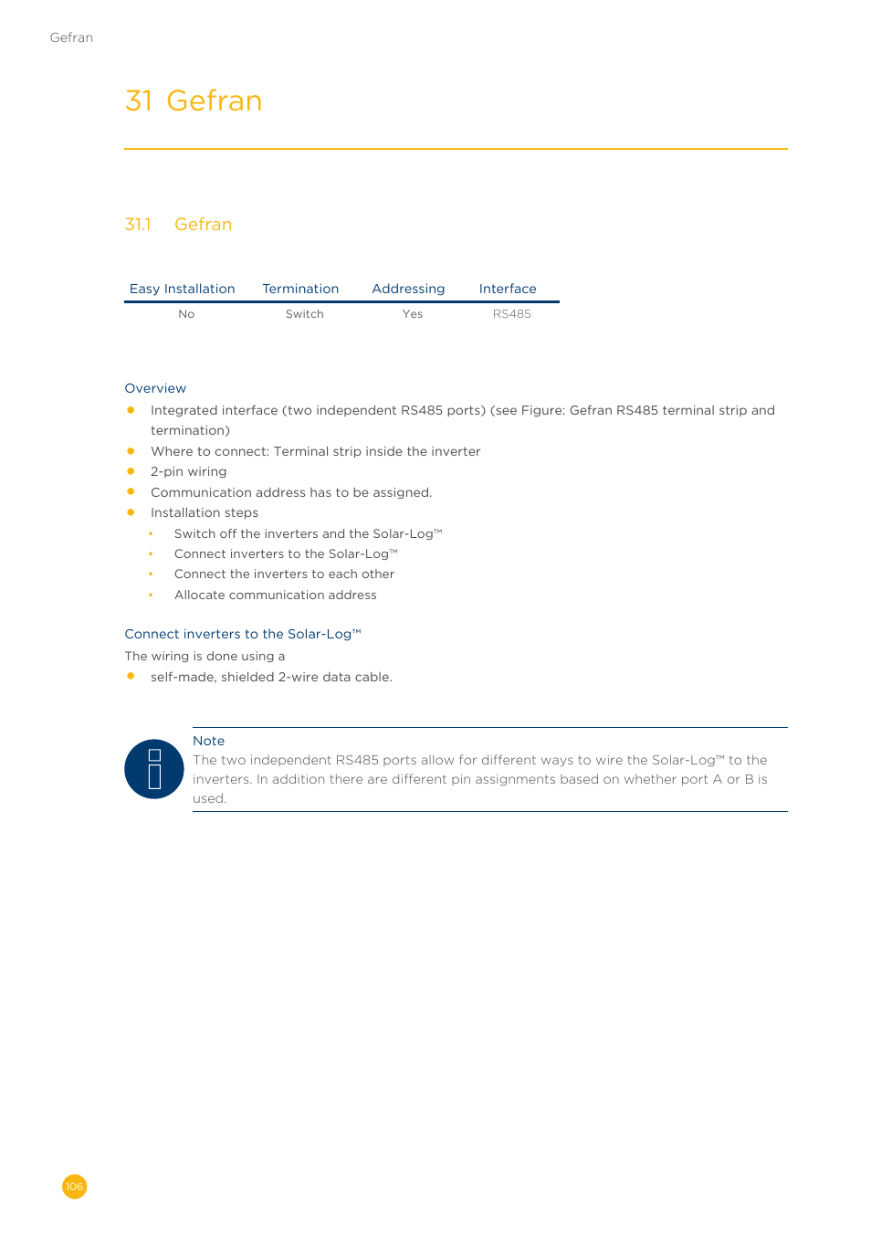 31 gefran | Solare Datensysteme Solar-Log User Manual | Page 106 / 311