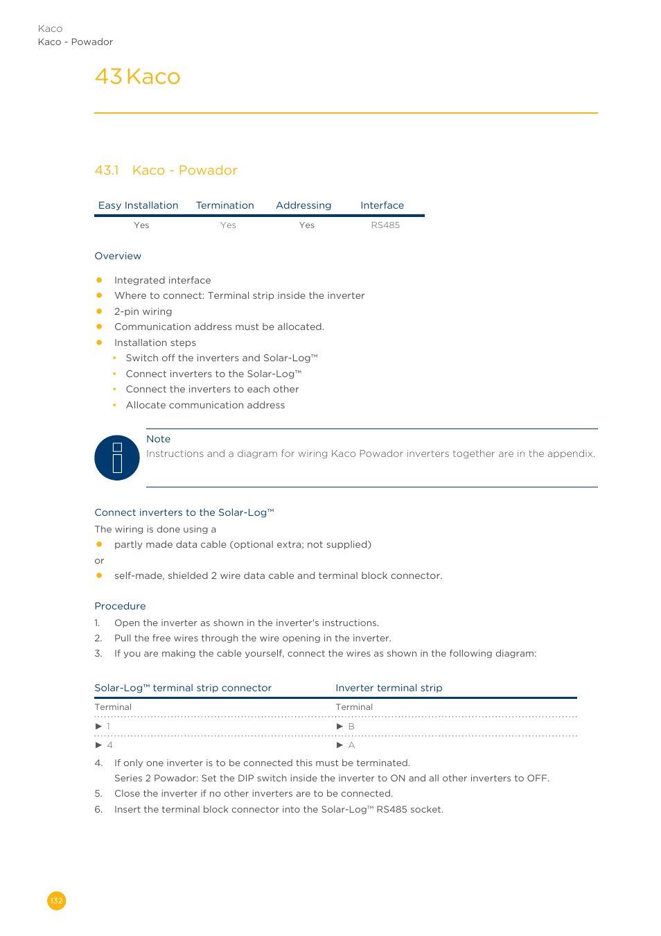 43 kaco, 43�1 kaco - powador | Solare Datensysteme Solar-Log User Manual | Page 132 / 311