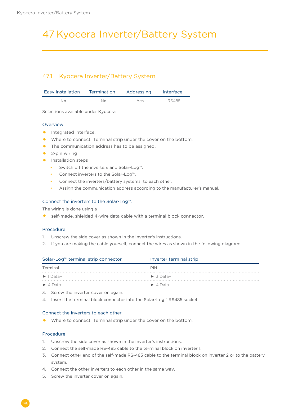 47 kyocera inverter/battery system, 47�1 kyocera inverter/battery system | Solare Datensysteme Solar-Log User Manual | Page 146 / 311