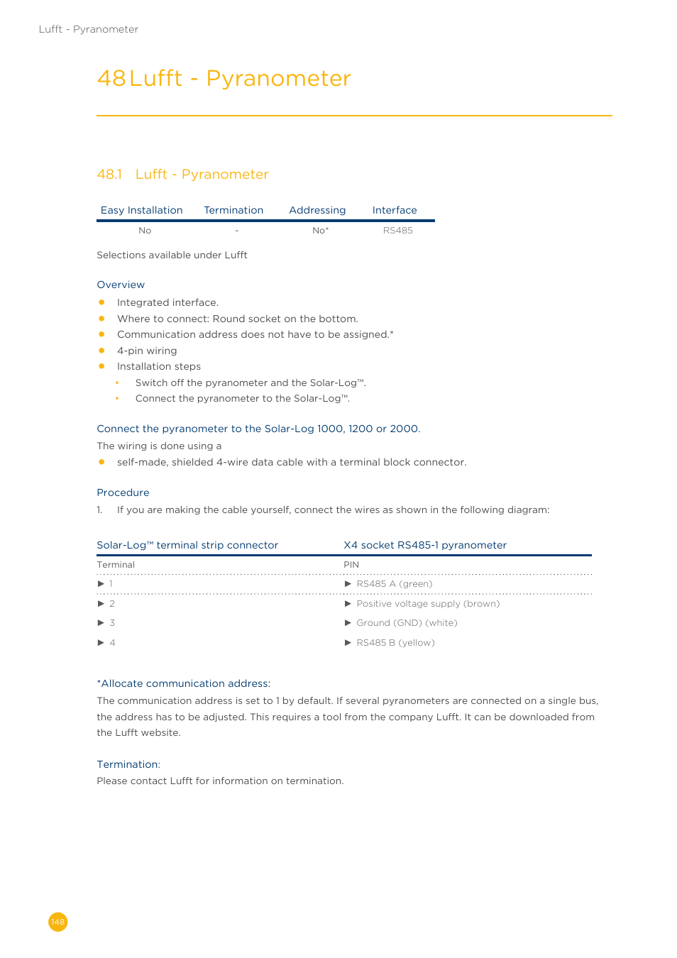 48 lufft - pyranometer, 48�1 lufft - pyranometer | Solare Datensysteme Solar-Log User Manual | Page 148 / 311