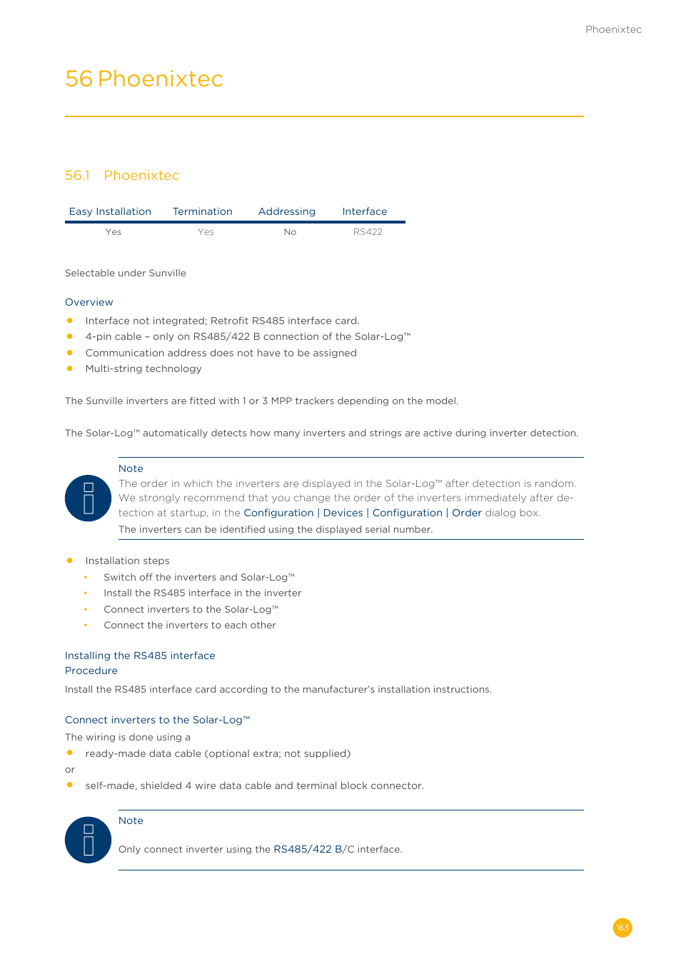 56 phoenixtec | Solare Datensysteme Solar-Log User Manual | Page 163 / 311