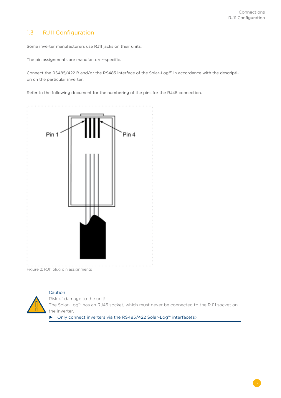 1�3 rj11 configuration | Solare Datensysteme Solar-Log User Manual | Page 17 / 311