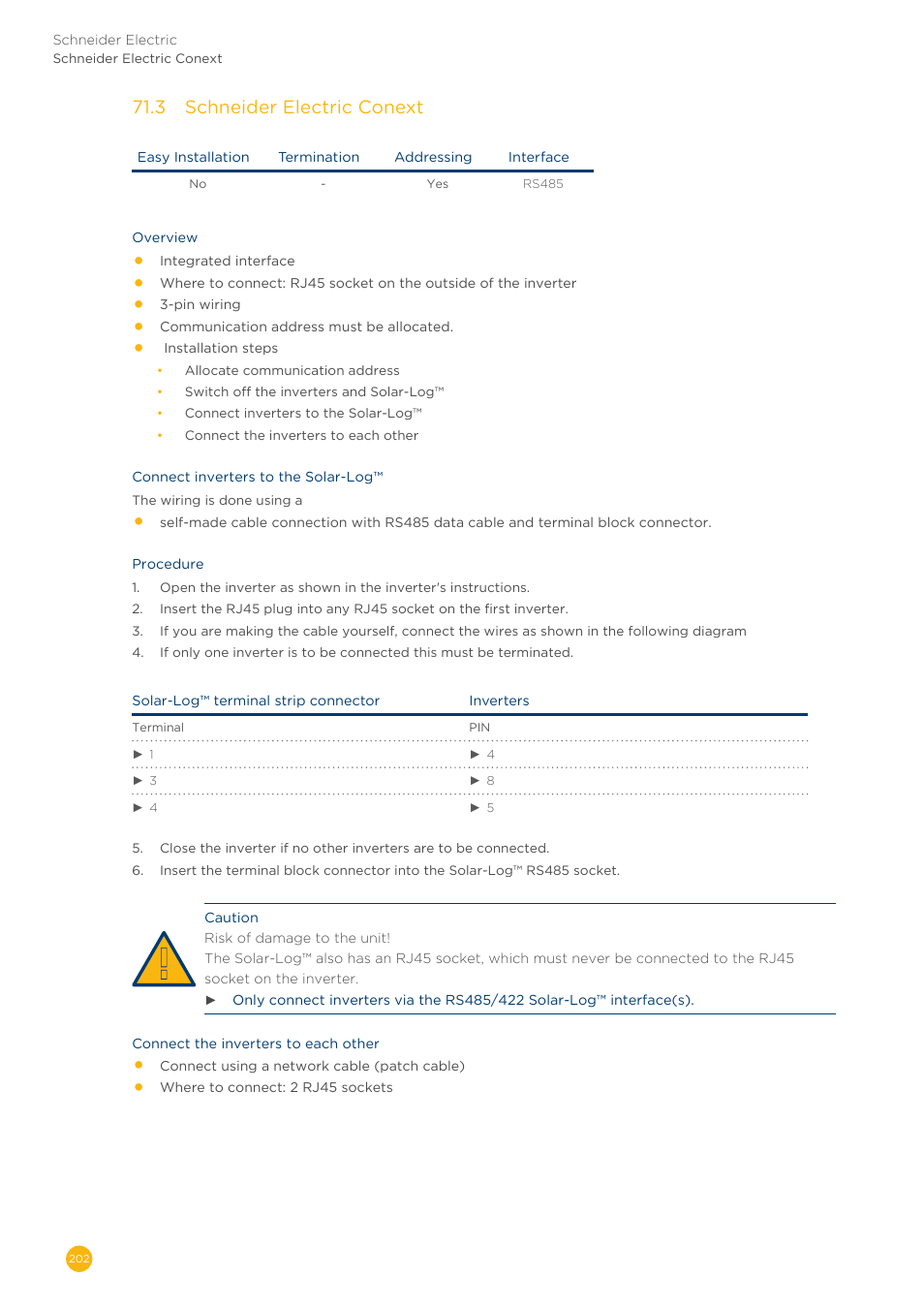 71�3 schneider electric conext | Solare Datensysteme Solar-Log User Manual | Page 202 / 311