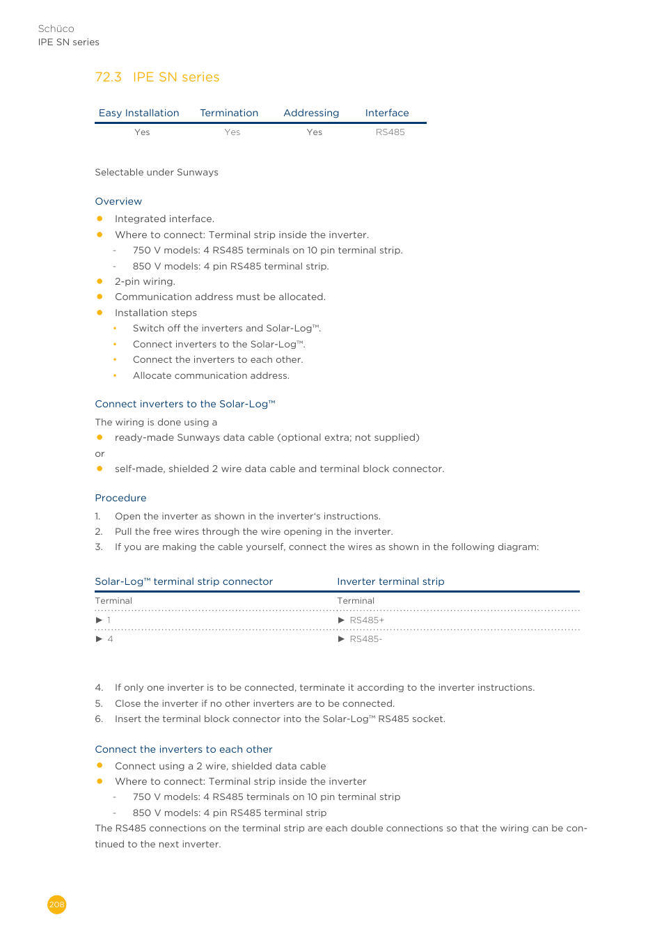 72�3 ipe sn series | Solare Datensysteme Solar-Log User Manual | Page 208 / 311