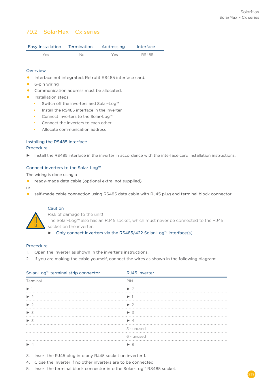 79�2 solarmax – cx series | Solare Datensysteme Solar-Log User Manual | Page 239 / 311