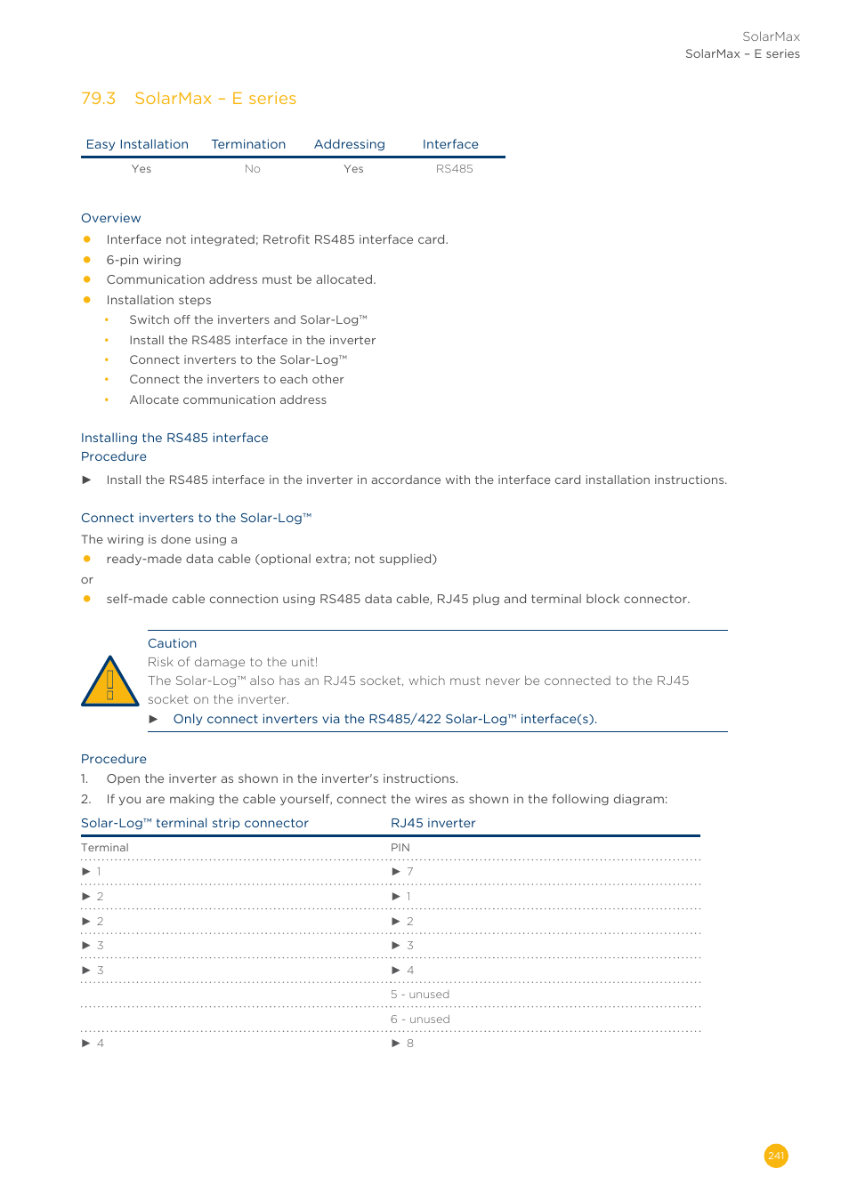 79�3 solarmax – e series | Solare Datensysteme Solar-Log User Manual | Page 241 / 311