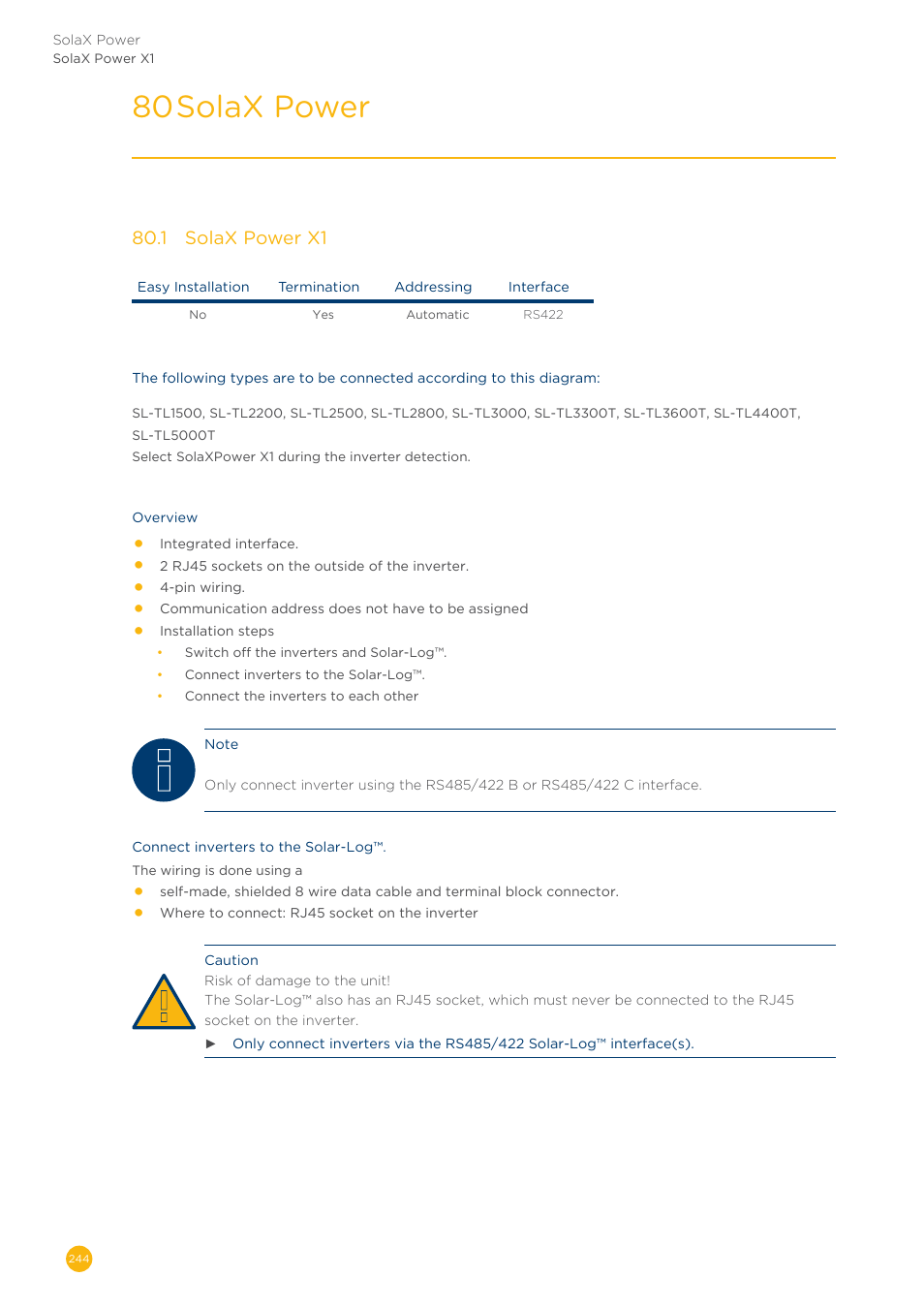 80 solax power | Solare Datensysteme Solar-Log User Manual | Page 244 / 311