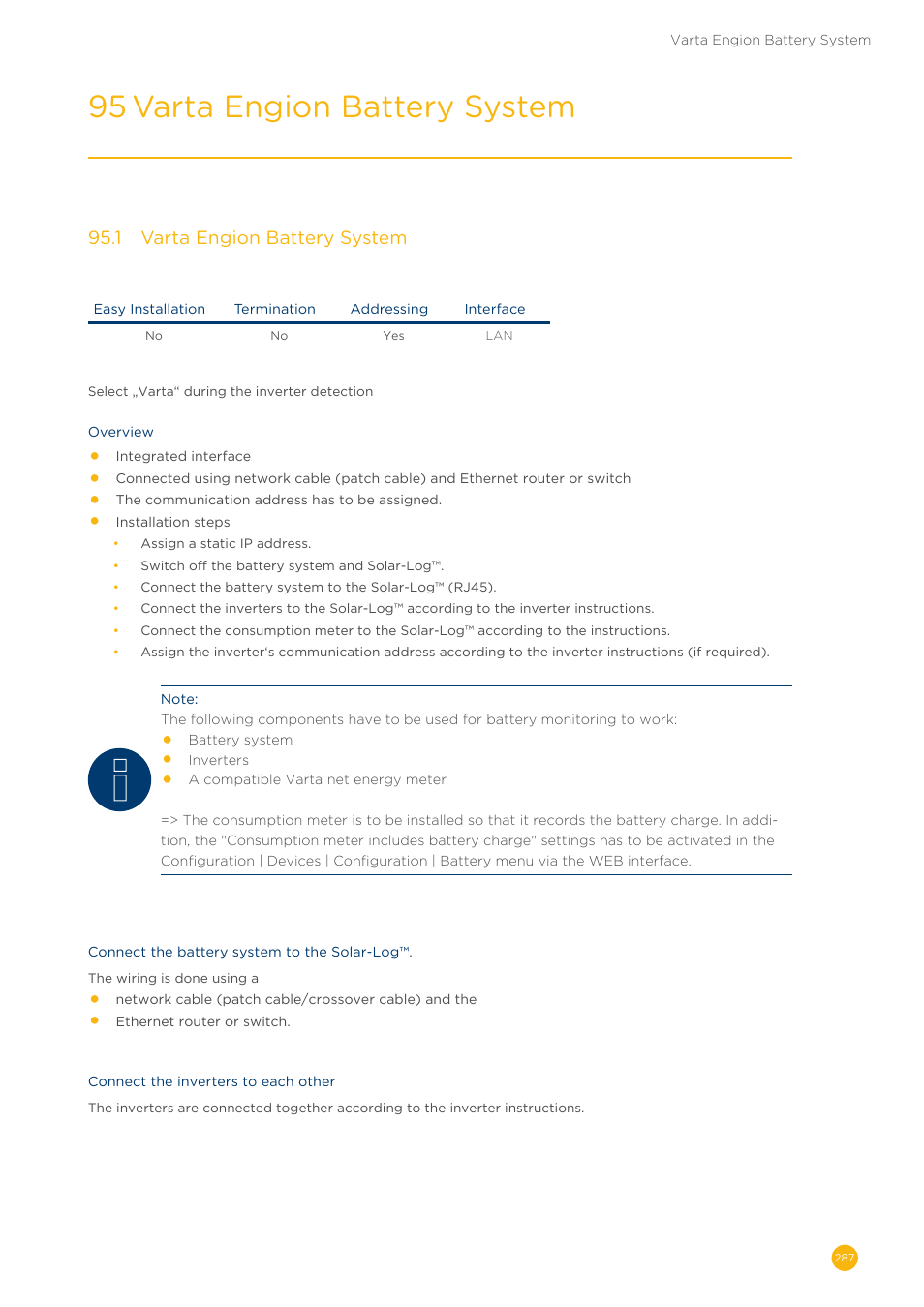 95 varta engion battery system | Solare Datensysteme Solar-Log User Manual | Page 287 / 311