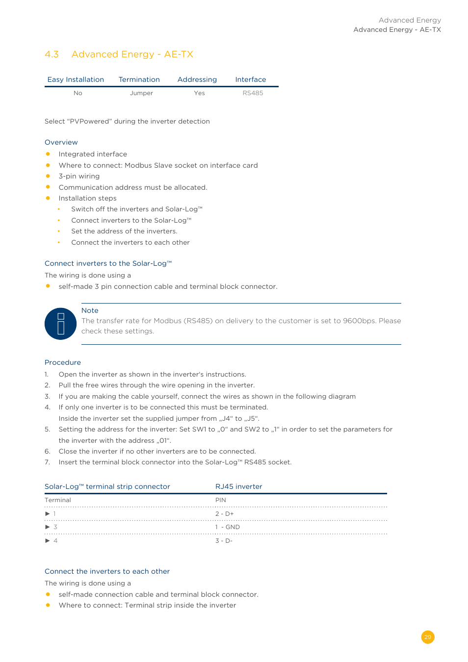 4�3 advanced energy - ae-tx | Solare Datensysteme Solar-Log User Manual | Page 29 / 311