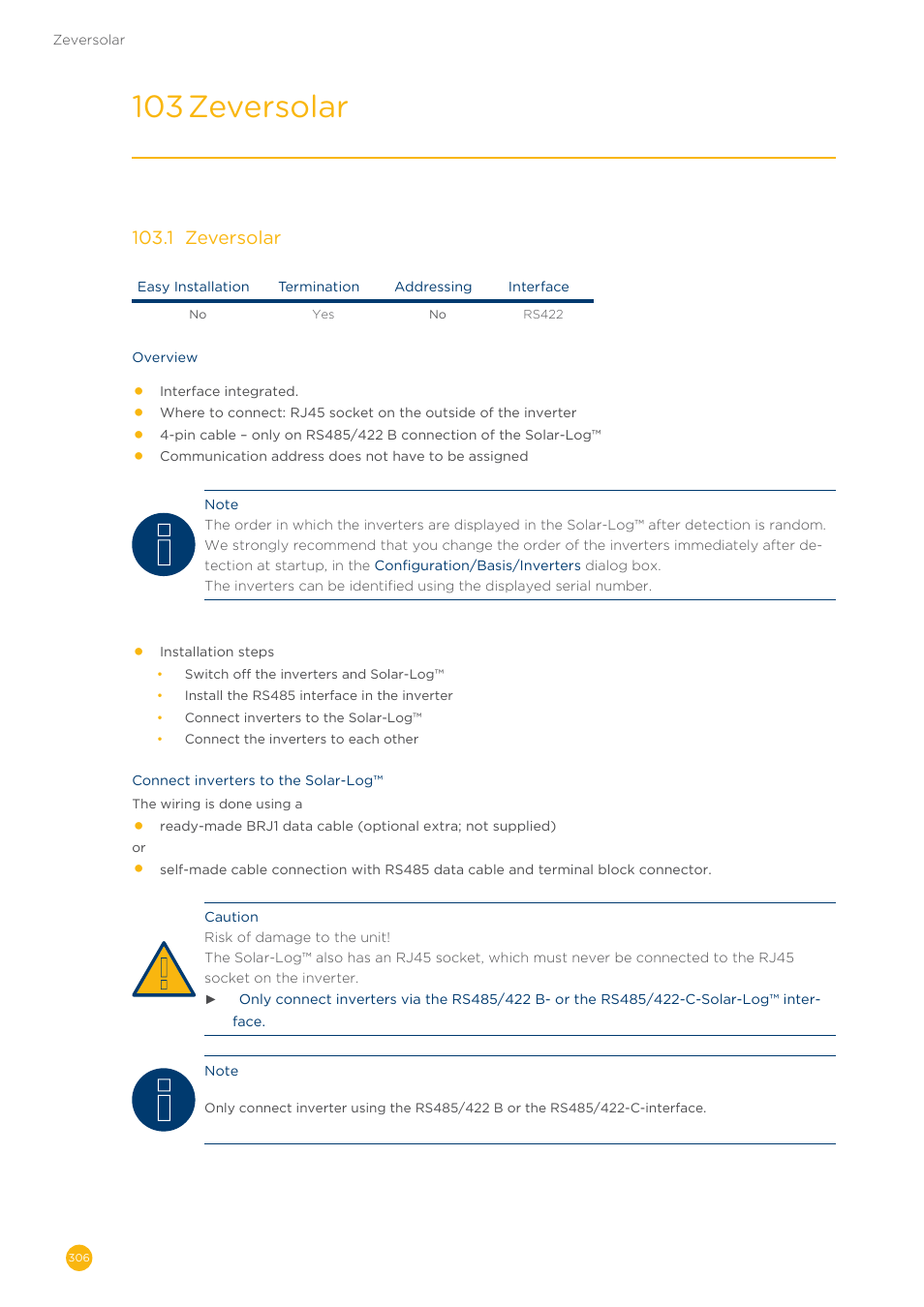 103 zeversolar | Solare Datensysteme Solar-Log User Manual | Page 306 / 311