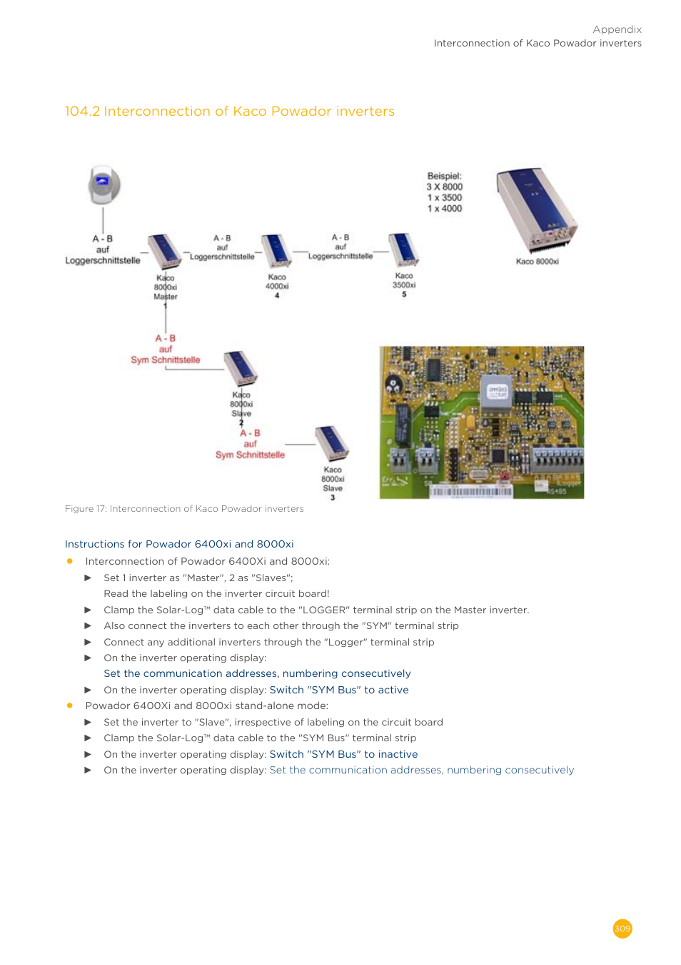 104�2 interconnection of kaco powador inverters | Solare Datensysteme Solar-Log User Manual | Page 309 / 311