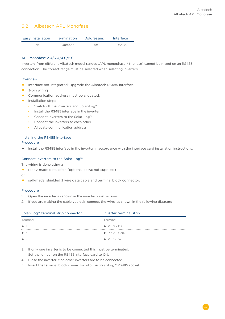 6�2 albatech apl monofase | Solare Datensysteme Solar-Log User Manual | Page 37 / 311