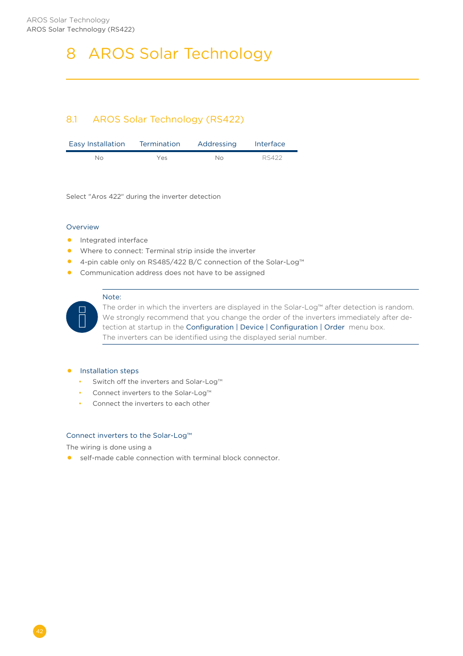 8 aros solar technology | Solare Datensysteme Solar-Log User Manual | Page 42 / 311