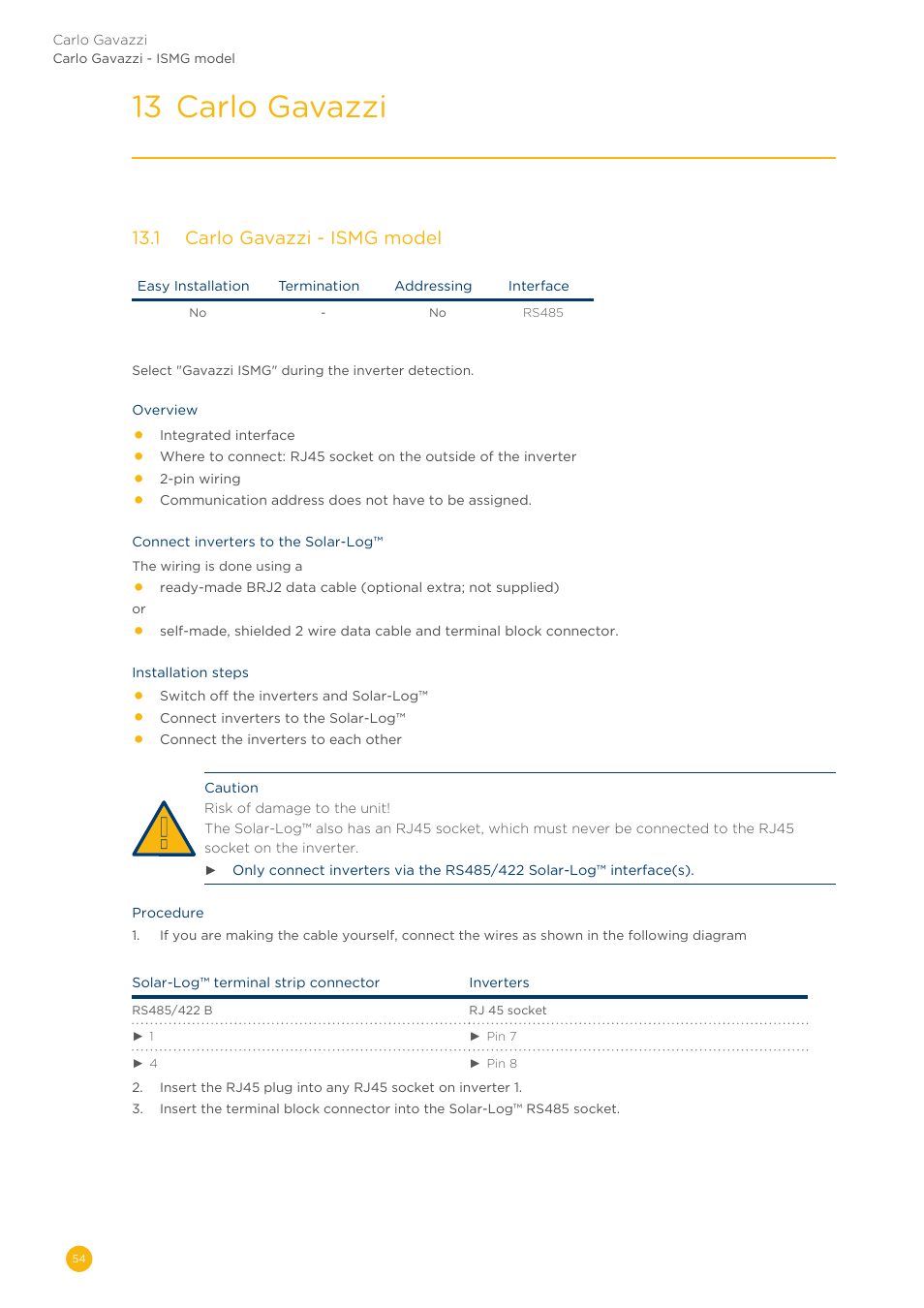 13 carlo gavazzi | Solare Datensysteme Solar-Log User Manual | Page 54 / 311