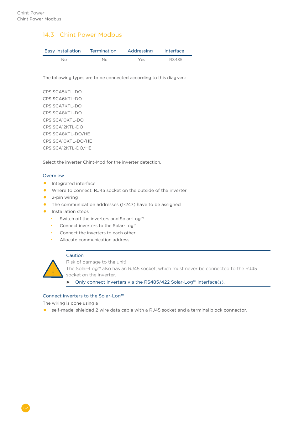 14�3 chint power modbus | Solare Datensysteme Solar-Log User Manual | Page 62 / 311