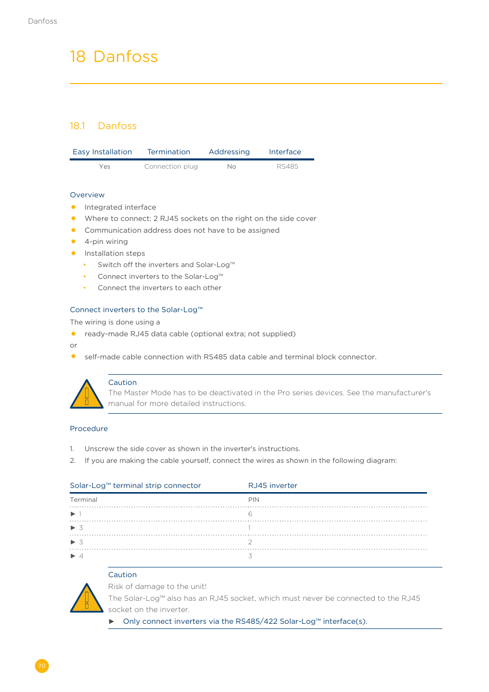 18 danfoss, 18�1 danfoss | Solare Datensysteme Solar-Log User Manual | Page 70 / 311