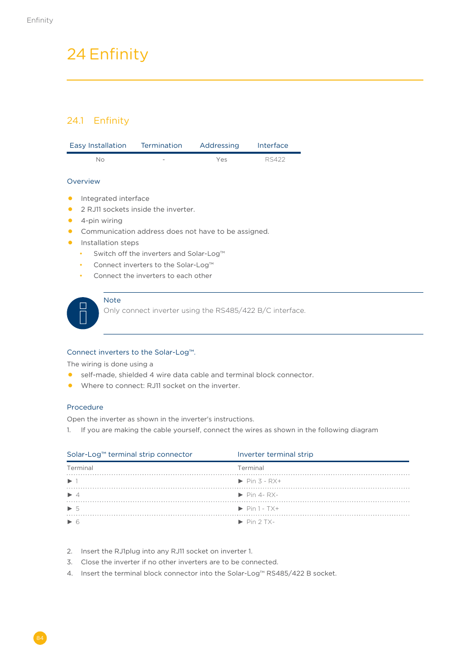 24 enfinity, 24�1 enfinity | Solare Datensysteme Solar-Log User Manual | Page 84 / 311