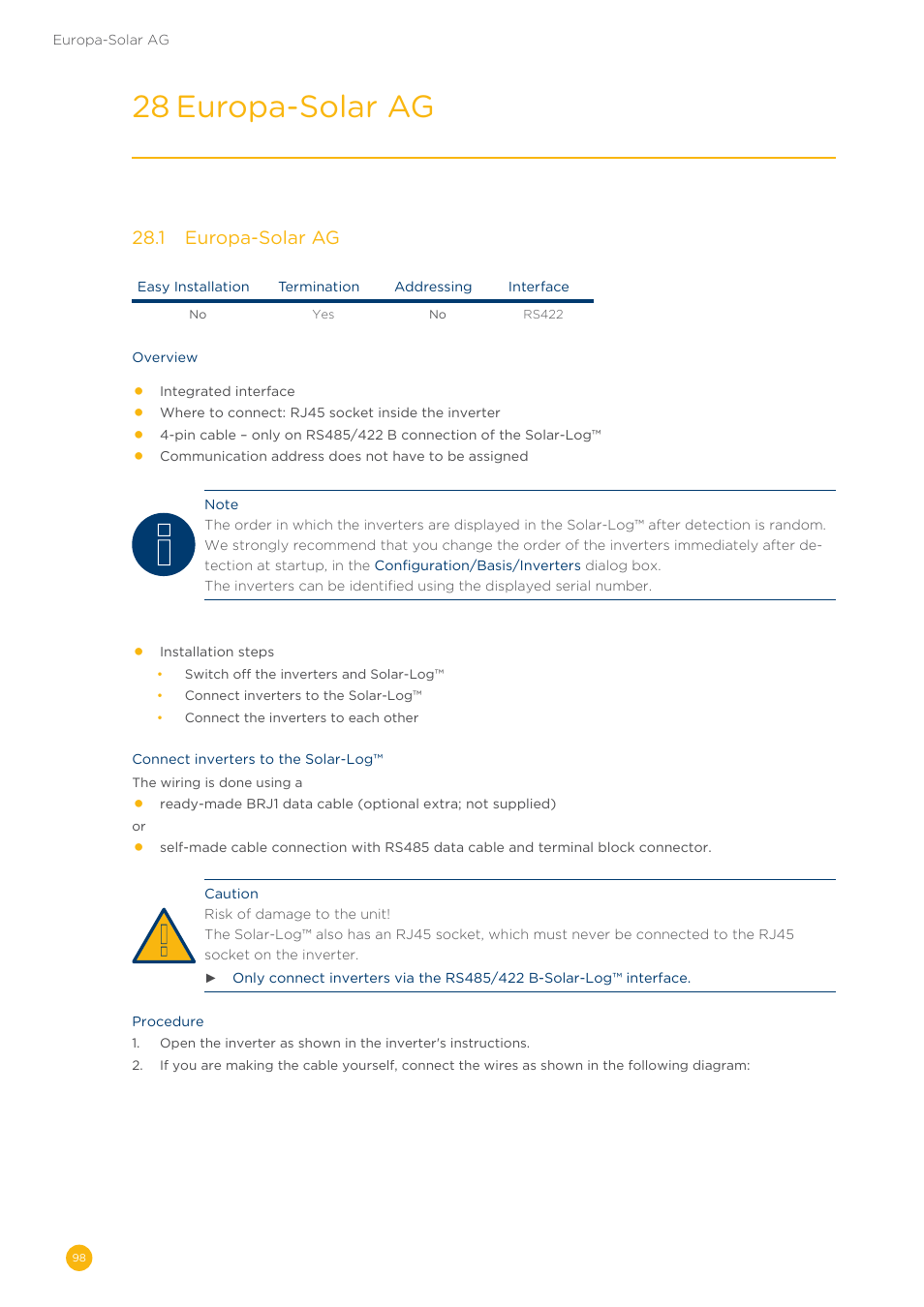 28 europa-solar ag | Solare Datensysteme Solar-Log User Manual | Page 98 / 311