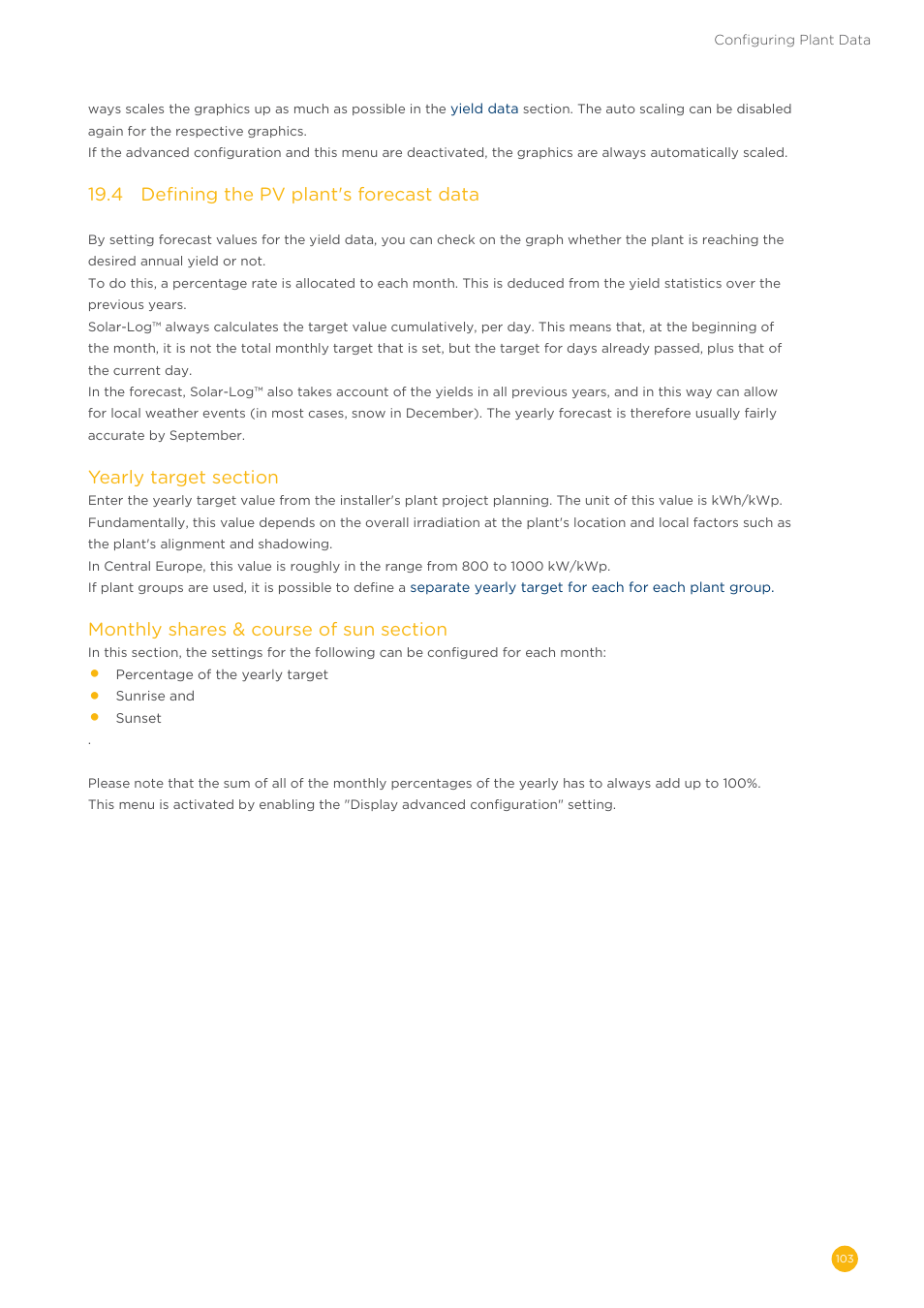 19�4 defining the pv plant's forecast data | Solare Datensysteme Solar-Log User Manual | Page 103 / 242