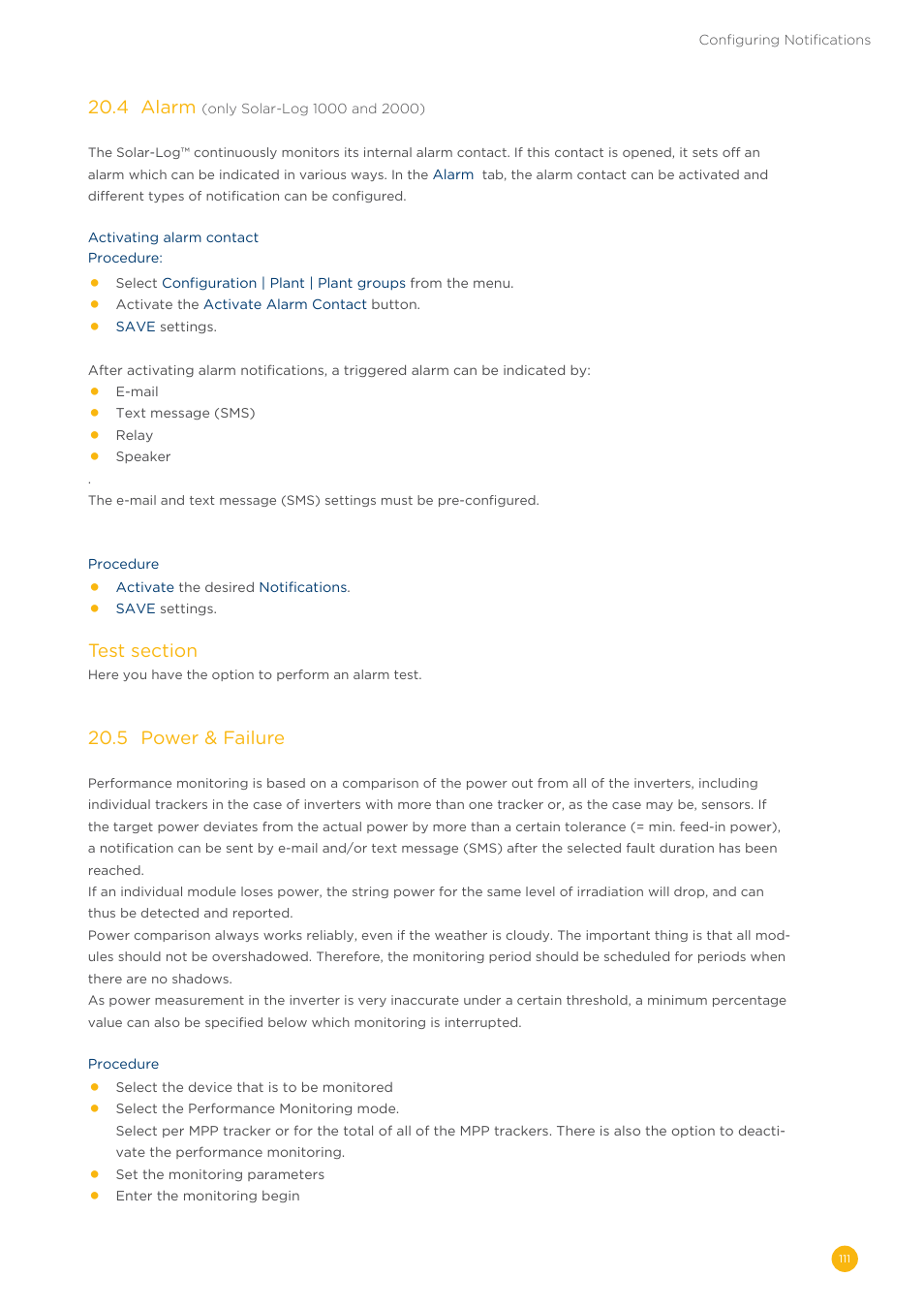 20�4 alarm, Only solar-log 1000 and 2000) | Solare Datensysteme Solar-Log User Manual | Page 111 / 242