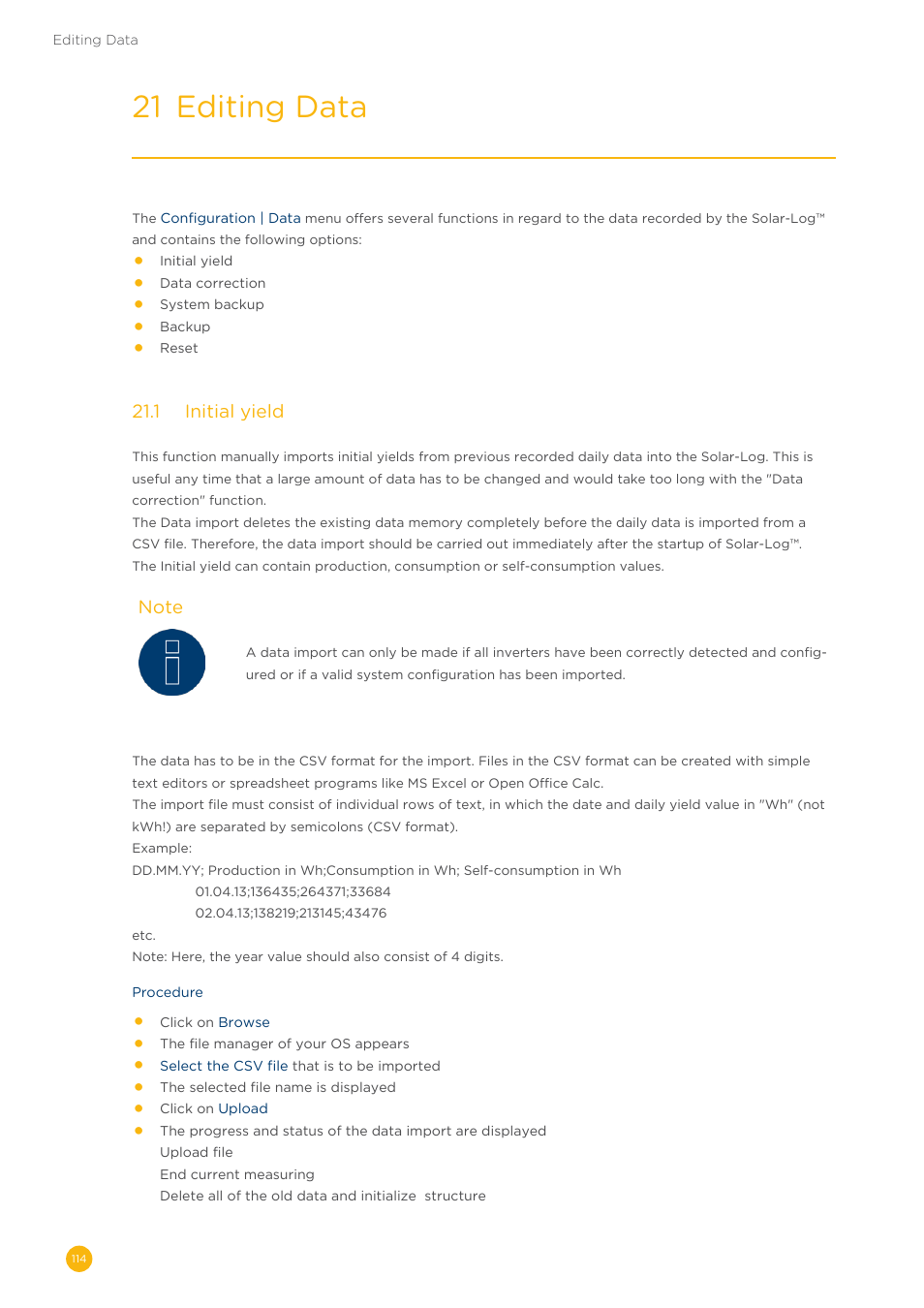 21 editing data | Solare Datensysteme Solar-Log User Manual | Page 114 / 242