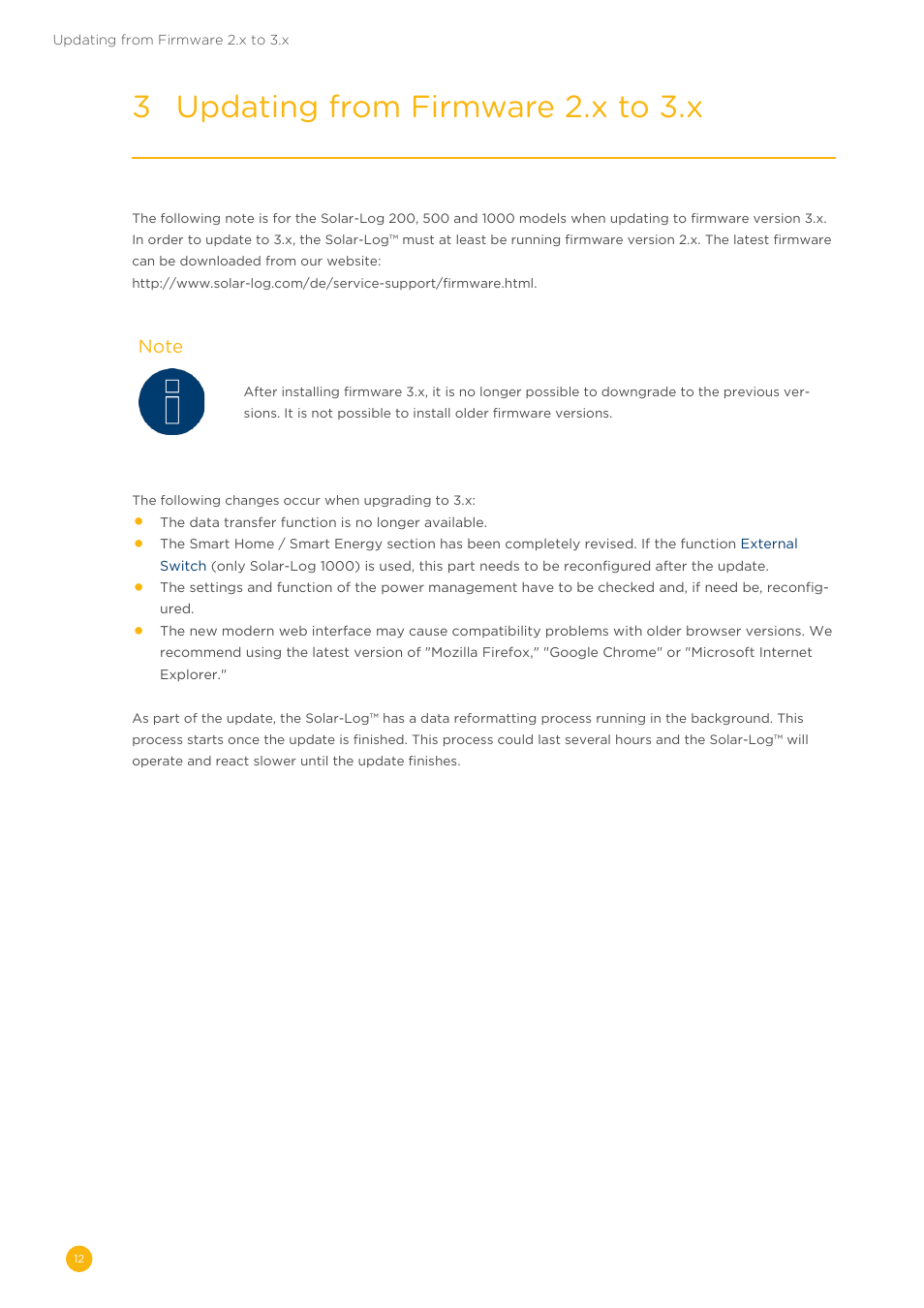 3 updating from firmware 2�x to 3�x | Solare Datensysteme Solar-Log User Manual | Page 12 / 242