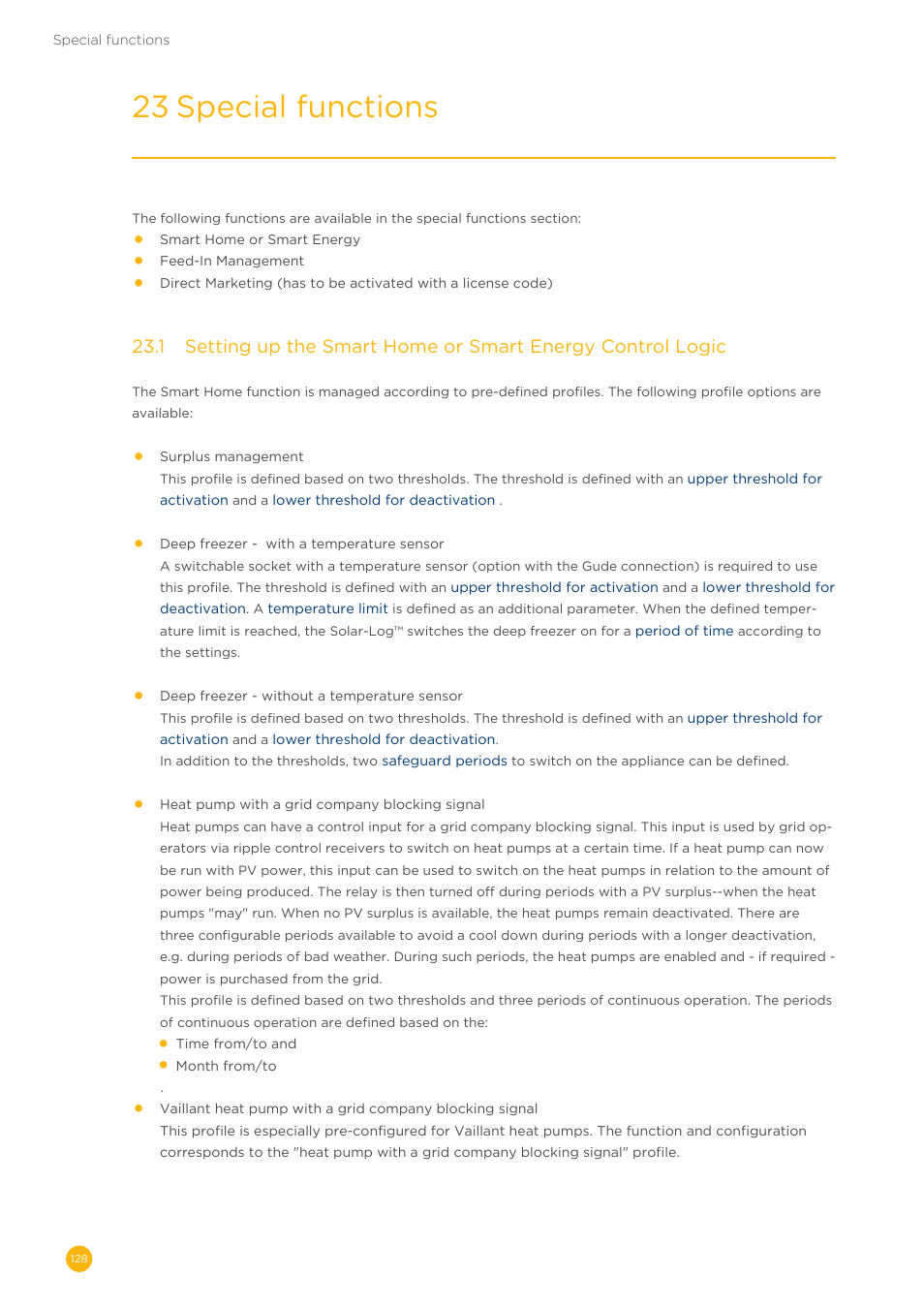 23 special functions | Solare Datensysteme Solar-Log User Manual | Page 128 / 242