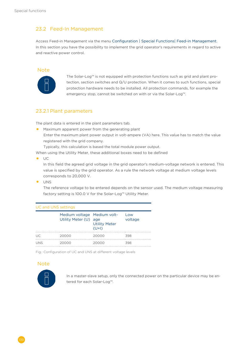 23�2 feed-in management, 23�2�1 plant parameters | Solare Datensysteme Solar-Log User Manual | Page 130 / 242