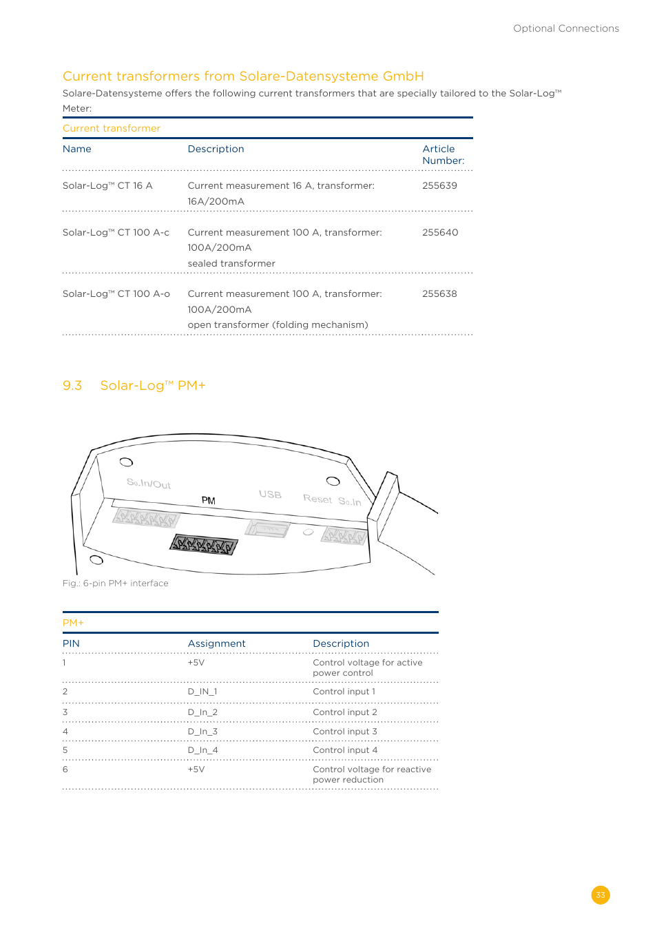 Current transformers from solare-datensysteme gmbh, 9�3 solar-log™ pm | Solare Datensysteme Solar-Log User Manual | Page 33 / 242