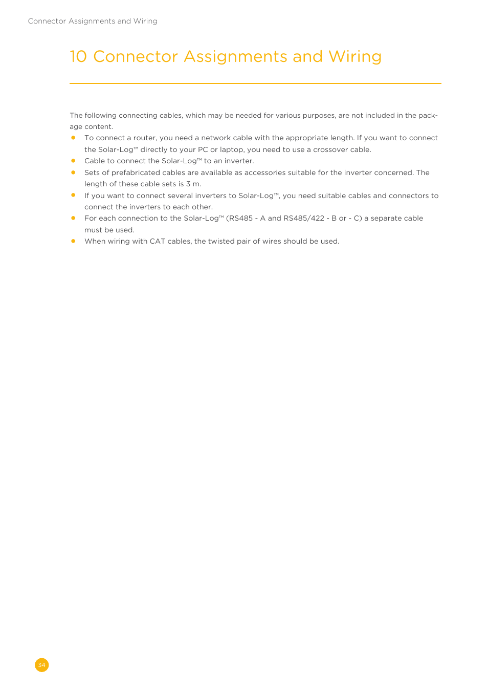 10 connector assignments and wiring | Solare Datensysteme Solar-Log User Manual | Page 34 / 242