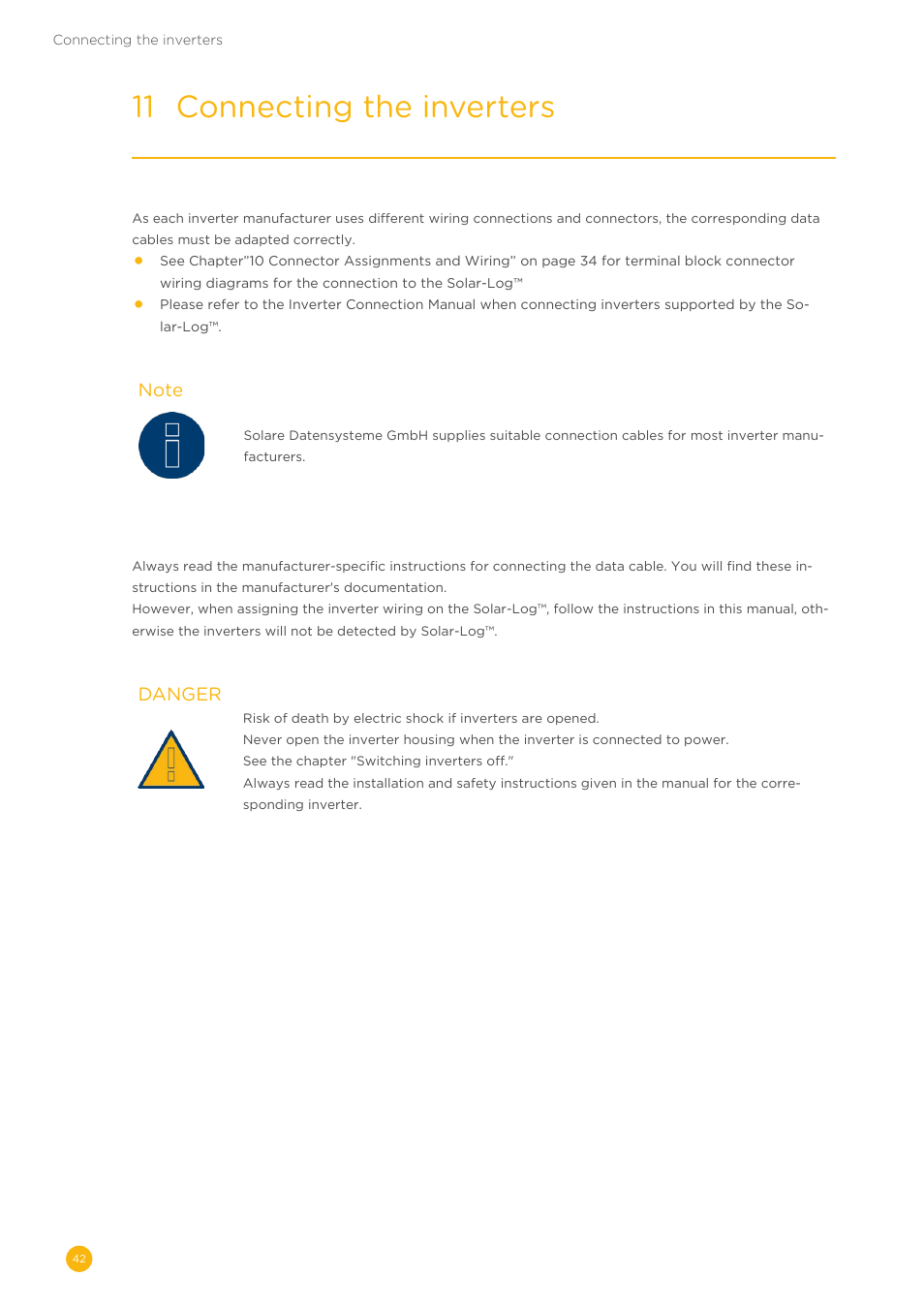 11 connecting the inverters | Solare Datensysteme Solar-Log User Manual | Page 42 / 242