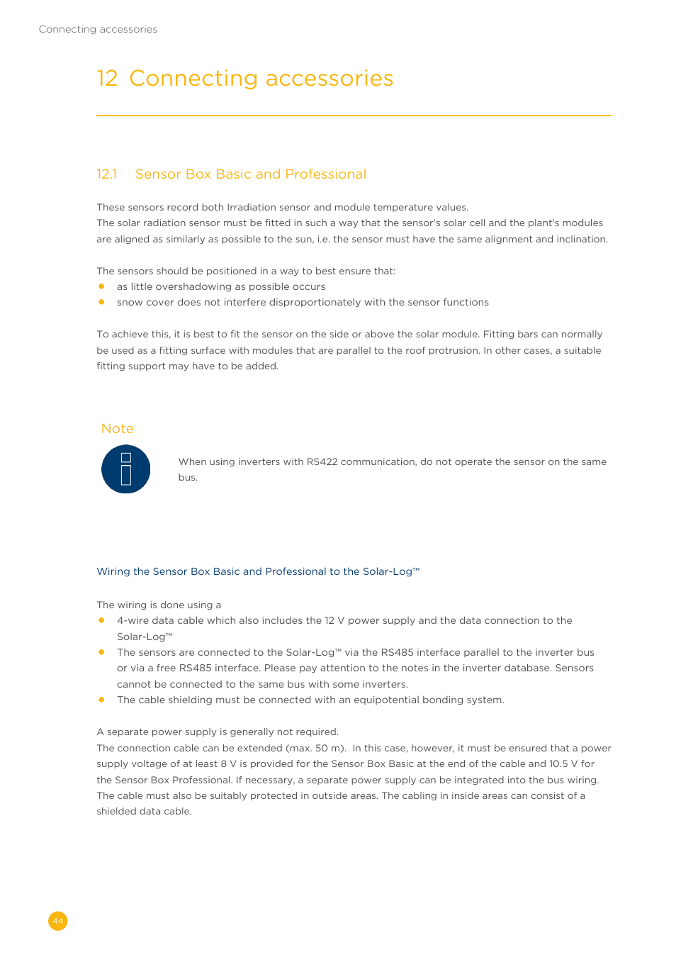 12 connecting accessories | Solare Datensysteme Solar-Log User Manual | Page 44 / 242