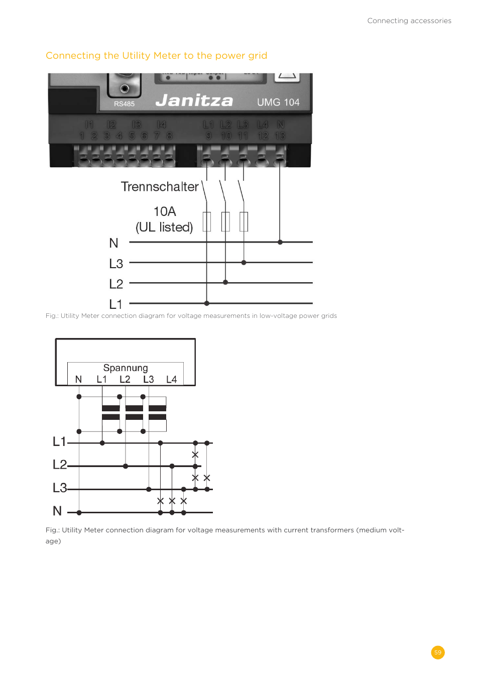 Connecting the utility meter to the power grid | Solare Datensysteme Solar-Log User Manual | Page 59 / 242