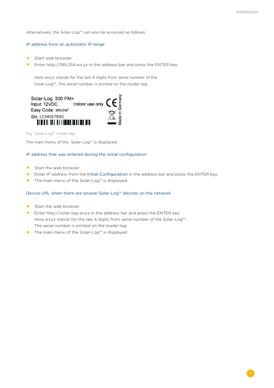 Solare Datensysteme Solar-Log User Manual | Page 71 / 242